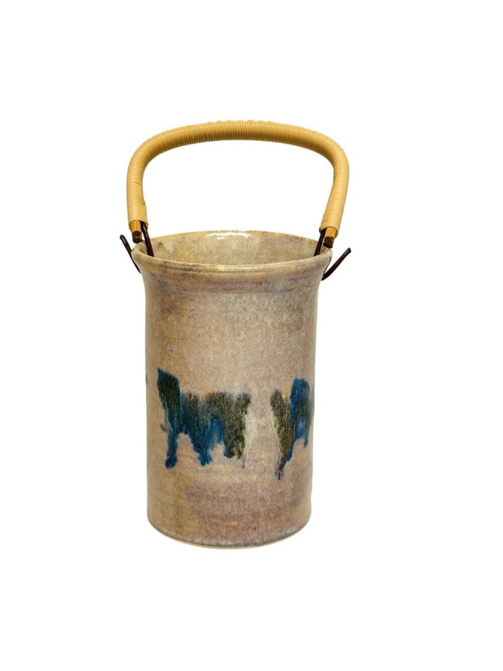 Mae Matsumoto Takata Handmade From Heart Hawaii Pottery Ceramic Vase Bin Handle